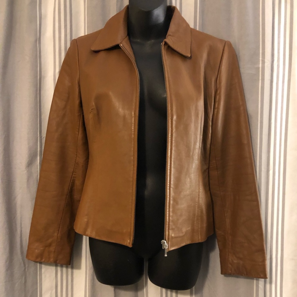 Ann Taylor womens Carmel real leather jacket